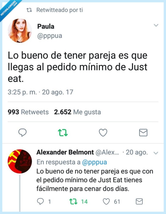 Soledad,Justo Eat,Ser un triste y tener que comer solo hasta el día de tu muerte,pareja,pedido mínimo